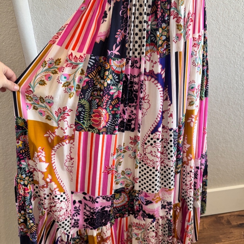 Anthropologie Ruffled Flutter Patchwork Midi Dres… - image 2